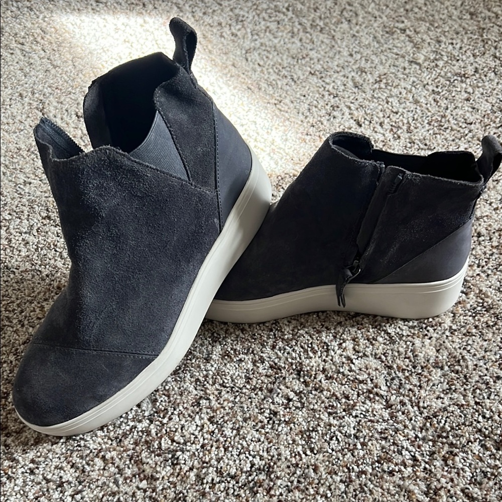 Toms Gray Ankle Booties with Elastic Panels